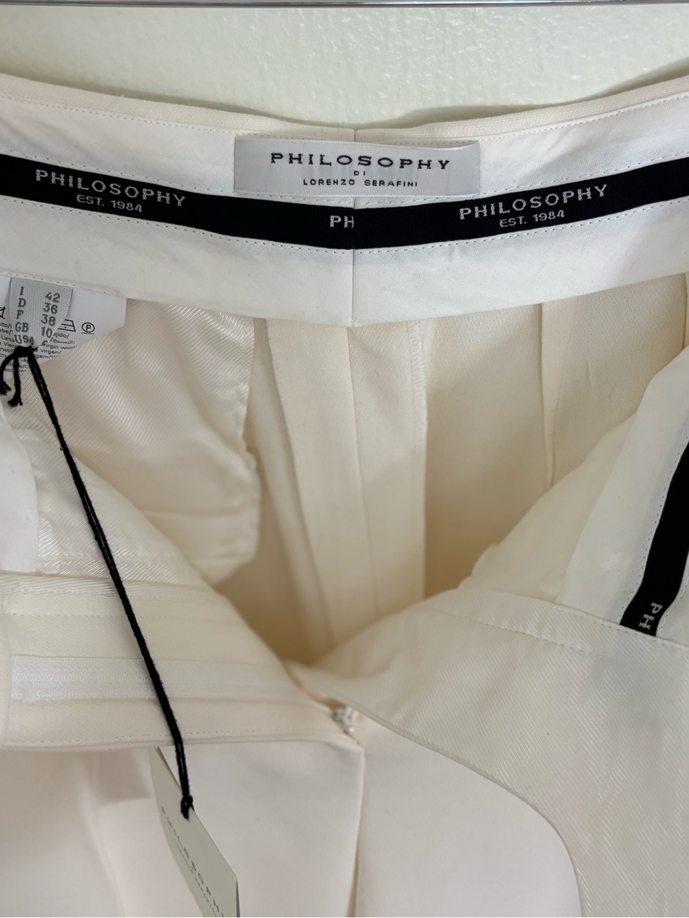 Philosophy di Lorenzo Serafini Cream Wide-Leg Trousers Dress pants